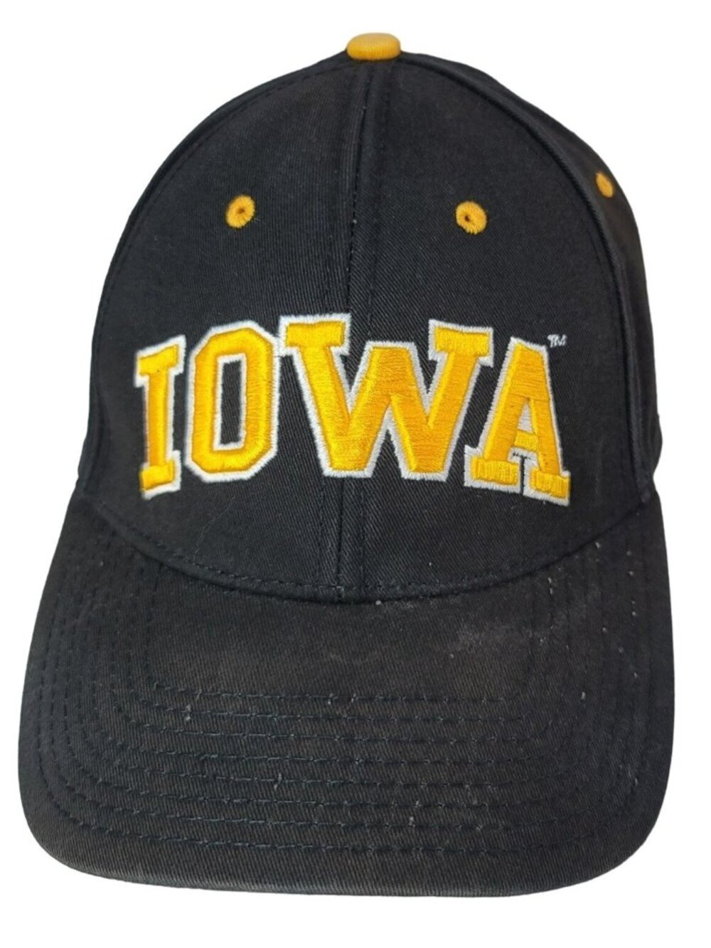 Iowa Hawkeyes Hat Black Gold Strapback One Size Adj Embroidered Cotton The Game
